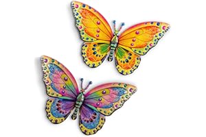 AOFOX 2 piezas grandes de metal mariposa, vallas decorativas al aire libre, esculturas de pared, colgantes para jardín, patio, sala de estar, dormitorio (BIG)