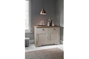 Noa and Nani - Canterbury Sideboard Cabinet Cupboard with 2 Drawers - (Dark Pine and Silk Grey)