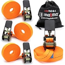 4 Sangles D'arrimage à Cliquet MAGMA 45cm - 25mm Large, 1000kg Charge | Pour Moto, Quad, Remorque