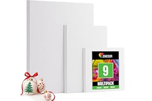 Zenacolor - Canvas Set 9 teilig - Leinwand zum Malen - Gemälde auf Leinwand, Acrylmalerei, Ölgemälde, Gouache, Aquarell - 100% Säurefreie Baumwolle (Multi-set 9)