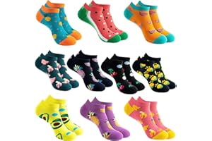 Sunvivid Damen Sneakers Socken Lustige Bunte Socken aus Baumwolle Sportsocken Lässig Kurzsocken Sneakersocken Kurze Knöchelsocken, Größe: 35-42, 10 Paar