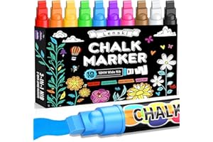 ‎LENSKI Lenski 10 Kreidestifte für Tafel Abwaschbar, 10MM Kreidestifte für Fenster, 3-in-1 Spitze Kreidemarker Fensterstifte, Fenstermalstifte Glasmalstifte, Adventskalender Füllung Kinder Nikolaus Geschenke