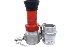 SpringSpray 2" NPSH Heavy-Duty Industrial Fire Hose Nozzle with 2 x Aluminum 2 inch Camlock Fittings Couplings Fire Equipment Constant Flow Fog Nozzle