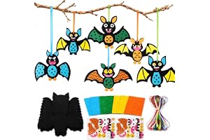 Joxessaien 12 stycken skumgummi pysselset barn, 6 färger fladdermus pysselset, halloweenpyssel för barn, höstdekoration gör-det-själv pyssel