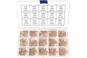 YIXISI 450 Sztuk 15 Wartości 10pF-100nF Zestaw Asortymentowy Kondensatorów Ceramicznych, Wielowarstwowe Monolityczne Kondensatory Ceramiczne