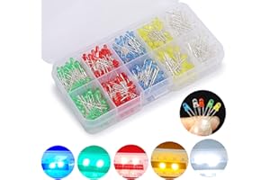 KA WAH CORE 3mm LED Leuchtdioden, 500 Stück Rundkopf LED Emissions Diode, 3mm LED Sortimentsk Kits für Wissenschafts Projekte, Schulen und DIY-Projekte (3 mm 500 Stück)
