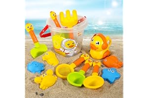 CHENKEE Strand Sandspielzeug Set, 14 Stück Sandkasten Spielzeug Set mit Sand Förmchen, Eimer, Schaufeln, Gießkanne Sandspielzeug Set für Kinder,Sandspielzeug ab 1 Jahr