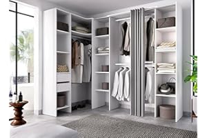 Dmora - Guardaroba grande Bestone, Mobile camera da letto, Cabina armadio portabiti, Armadio appendiabiti, 234x141 h205 cm, Bianco