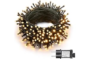 ‎JOOMER Joomer Lichterkette Außen 100 LED, 10M Weihnachtsbaum Lichterkette Strombetrieben mit Timer, 8 Modi Wasserdicht Weihnachtsbeleuchtung Innen Grünes Kabel für Outdoor Party Garten Hochzeit, Warmweiß
