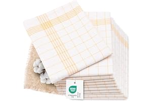 ZOLLNER Juego de 12 paños de Cocina, Lino y algodón, 60x80 cm, Amarillo