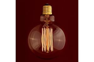 William & Watson Edison Vintage Large Globe Squirrel Cage Dimmable Light Bulb, 40W Amber Old Fashioned Retro E27 Screw Fitting Lamp (Globe Large (G95))