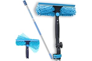 IGAD Pole Professional Telescopic Window Cleaning Kit 12 Foot (3.6m) Extension Pole and Single Pivot 10"(25cm) Squeegee, Window cleaning washer tools