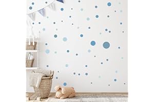 ‎WANDKIND WANDKIND Kreise Set 120 Stück Wandtattoo für Babyzimmer V283 Aufkleber Sticker Kreis Wandaufkleber Kinderzimmer Punkte Dots Klebepunkte in verschiedenen Farben (Blau-Mild)