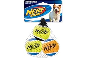 Nerf Dog Juego de 3 Pelotas de Tenis con chirrido, 5 cm