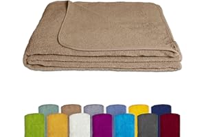KiGATEX Terry Cloth Blanket Made of 100% Cotton - Summer Blanket, Bedspread, Bed Cover, Beach Towel - Washable - Oeko-Tex Certified - 150 x 200 cm - Sahara