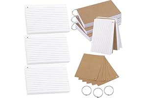 PENPRIS 300 Blatt linierte Karteikarten mit Ringösen - A6 Größe [105x148mm] - Doppelseitig liniert & blanko - Lernkarten, linierte Studienkarten für Schul- und Bürobedarf - 150 g/m², weiß - PAP06A6WH300