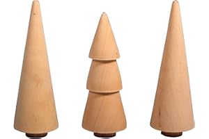 Rayher 46541505 Holz Bäume, 2.9cm, natur, sortiert 7.8-8.5cm Höhe, Box 3Stück, Normal