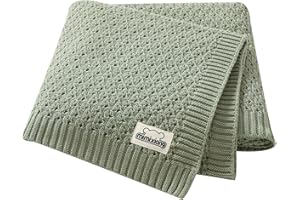 mimixiong 100% Cotton Knitted Cellular Baby Blanket for Boy Girls (Baby Light Green)