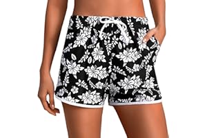 Marvmys Shorts de Natación Mujer Verano Pantalones Cortos de Nadar Secado Rápido con Cordón Ajustables, Shorts de Baño Deportes Acuáticos para Playa, Surf, Tiempo Libre