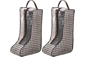 GOODENGFULL 2 Pcs Stiefeltasche Reitstiefel Damen Schuhbeutel Reitstiefeltasche Reittasche Schuhtasche Stiefelspanner Reitstiefel Skisack Schuhsack Stiefel Aufbewahrung mit Griff Geeignet Familie（Hahnentritt）