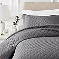 Amazon Basics Oversized Embossed quilt, Dark Grey Diamond, 220 x 240 cm