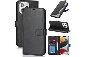 Zouzt Hülle für iPhone 13 Pro 6,1-Zoll, Stoßfestes PU Leder Handyhülle Lederhülle Klapphülle mit Kartenhalter und Standfunktion Flip Leather Wallet Phone Cover (Schwarz)