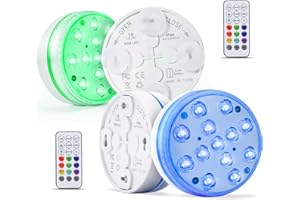 wucgea Lumiere Piscine - LED Lampe Piscine Avec Couleurs RGB 16 IP68 télécommande RF 3 piles AA pour Piscine Décorations Fête Jardin Aquarium Baignoire Étangs pediluve piscine