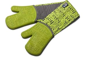 Zeal Silicone Heavy Duty Double Oven Gloves Mitts Lime Green (94 cm Long) – Script