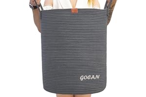 GOCAN grande alto robusto cesto Hamper lavanderia Cestini di stoccaggio tessuti per vestiti Cuscini Coperta Giocattolo in soggiorno o camera da letto decorazione H50XD38cm grigio scuro