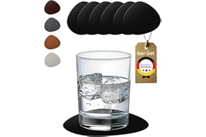 ‎LEDERFABRIK GARNIER Lederfabrik Garnier® Untersetzer Gläser modern 6er-Set - rutschfest & Abwaschbar - Perfekter Tischschutz - Glasuntersetzer Leder Schwarz - Made in DE
