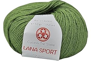 GENERIC Lana sport morbida per uncinetto o lavoro a maglia gomitolo da 50gr, 150 metri, ideale per copertine per bambini, Cucirini Tre Stelle, 70% lana 30% pc, uncinetti 3/3.5mm (Verde Chiaro 409)