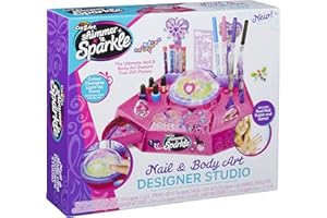 CRA-Z-ART Shimmer N Sparkle Nail and Body Art Designer Studio with over 250 pieces of content Real nail polish and gems Colour changing glitter dome
