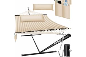 KESSER® Hamac Hill avec Support Coussin Double hamac pour 2 Personnes-Cadre Stable -200 kg de capacité de Charge Intérieur et extérieur XXL Fauteuil Suspendu Double Multi-Personnes