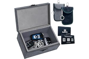 KeyCradle Faraday Box For Car Keys | Faraday Pouch For Car Keys 2 Pack & RFID Card 2 Pack For Your Wallet | XXL Car Key Signal Blocker Box Size 20 x 13 x 9 cm - Grey