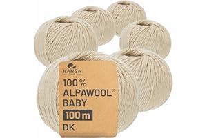HANSA-FARM | 100% Baby Alpakawolle in 50+ Farben (kratzfrei) - 300g Set (6 x 50g) - weiche Alpaka Wolle zum Stricken & Häkeln in 6 Garnstärken by Hansa-Farm - Beige (Hell-Braun)
