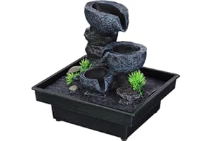 ‎PAJOMA pajoma® Floating Stones Zimmerbrunnen H 20 cm – 3-stufiger Wasserfluss mit Naturoptik | Meditativer Innenbrunnen für Wohnzimmer, Büro & Spa – Relax & Wohlgefühl