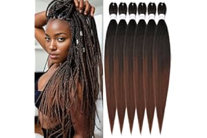 Pre-Stretched Braiding Hair ShowJarlly Paquete de 6 Extensiones de Cabello Africano Trenzas Pelo Postizo Para Trenzas 30" Yaki Texture Pelo Sintético Crochet Extensión Cabello 1B/30#