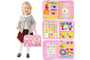 JKGIFTS Busy Board 6 in 1 für Kleinkinder ab 2 3 4 5 Jahre, Activity Board Baby Sensorisches Montessori Spielzeug ab 1 2 3 4 5 Jahre Lernspielzeug für Jungen Mädchen Geburtstag Ostern Geschenke
