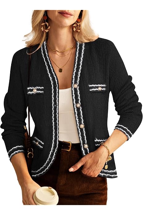Cardigan GRACE KARIN Pour Filles - Manches Longues, Col Rond, Boutonnage Côtelé - Viscose Et Polyester