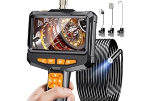 HAYVE Endoscope Inspection Camera, 4.3" IPS Screen Industrial Endoscope, 1080P HD Handeld Borescope with 8 LED Light, IP67 Waterproof Snack Sewer Camera, Semi-Rigid Cable 5M