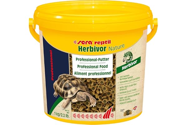 sera reptil Professional herbivor Nature 3,8 L (1 kg) | Alimentation pour iguanes & Tortues, sans Colorant ni Conservateur 3.800 ML 1.000 g | Rapport Optimal ca/p | Herbes Naturelles