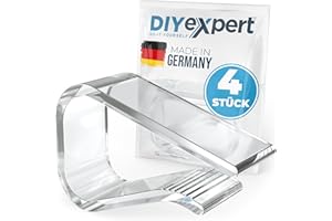 ‎DIYEXPERT DIYexpert Tischtuchklammern Transparent Made in Germany [bis 25 mm] [4 Stück] Stabile Tischdeckenklammern – Wetterfest & rutschfest – Tischklammern für Garten, Balkon & Innenbereich