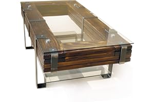 CHYRKA® Tavolino da Salotto LL (120x60 cm A=30 cm, Naturale) LEMBERG Loft Vintage Bar Design Industriale Fatto a Mano Legno Metallo