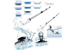 Airlovers Electric Spin Scrubber 2025 - Upgraded Power Scrubber with 3 Angle Adjustments & 8 Replaceable Brush Heads | Ideal for Floors & More
