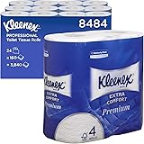 Kleenex Standard Size Toilet Roll 8484 - 4 Ply Toilet Paper - 24 Rolls x 160 White Toilet Tissue Sheets (3,840 Sheets)