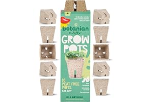 LBS HORTICULTURE Jiffy Botanian Peat-Free Fibre Growing Pots 10 Pack – Premium Sphagnum Moss Seedling Pots – Biodegradable, Home Compostable Root Trainers for Indoor & Outdoor Plants – Easy Transplant Solution