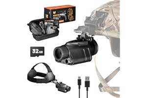 Night Vision Monocular - Nightfox Prowl, HD Recording, 32GB, 1x Magnification, Head Mounted, 54° Wide FOV, Dual IR 850 & 940nm, Airsoft NVG for Helmet