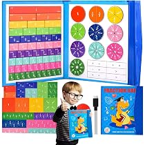 Torlam Set Piastrelle E Cerchi Magnetici Per Frazioni - Manipolatori Matematici Per Bambini Scuola Elementare