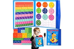 WTZWYFWJ Puzzle Educativo Sulla Frazione Magnetica,Piastrelle Magnetiche Frazioni, Matematica Montessori Primaria,Montessoris Magnetic Book Fraction Puzzle for Children, Set Di Educativi