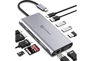 Stacja dokująca, UtechSmart12 w 1 Hub USB C z 2 HDMI, 1*DisplayPort, Typ C PD, 4 porty USB, Gigablit Ethernet, czytnik kart SD/TF kompatybilny z MacBook Pro i innymi urządzeniami Typu C